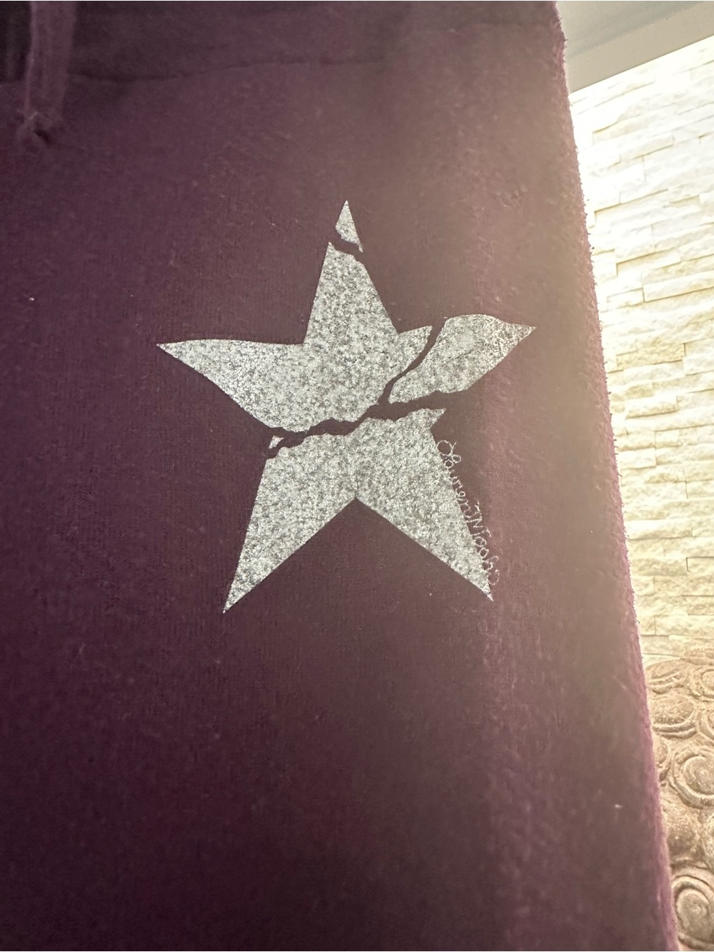 Lauren Moshi Plum Purple Sweatpants Silver Star Stripes XS - Picture 5 of 7